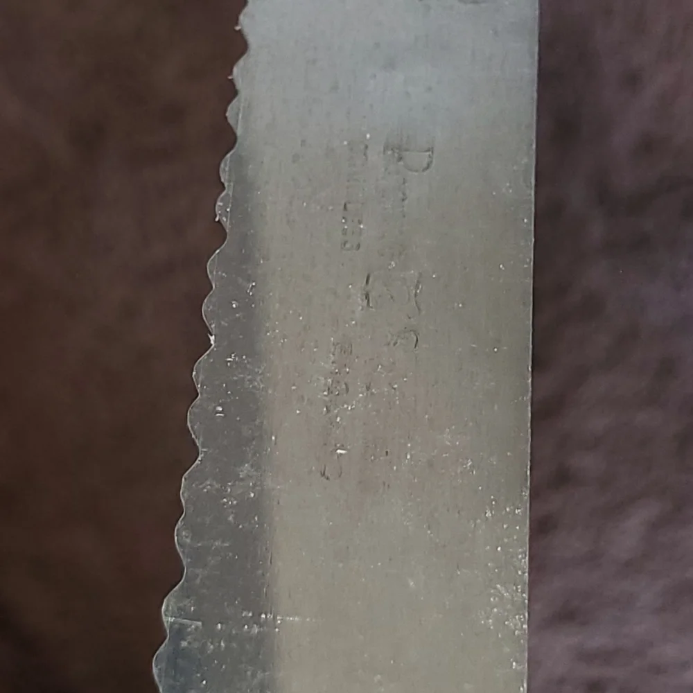VTG Regent Sheffield England Warwick Cream Handle Bread Knife Leaves 1970s